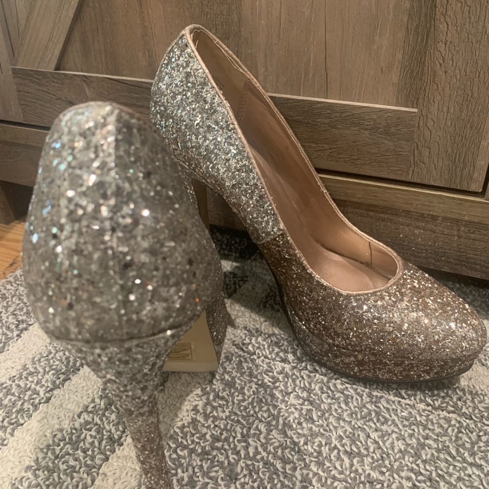 Women’s Formal Party Prom Sparkling 4” High Heels Size 8.5 Silver Rose-gold - Picture 8 of 12